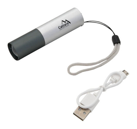 Cattara zseblámpa  LED 120lm ZOOM tölthető, ezüst