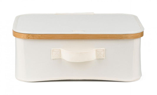 Tárolódoboz G21 40 x 30 x 15 cm, bambusz fedéllel, bézs