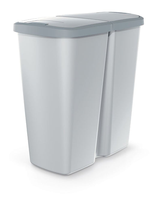 Hulladékgyűjtő Prosperplast COMPACTA Q DUO, 45 l hamu színben, világosszürke fedéllel