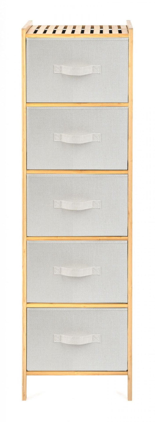 Bambusz állvány G21 5 kosárral, bézs színű