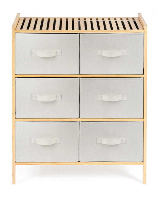 Bambusz polc G21 6 kosárral, bézs színű