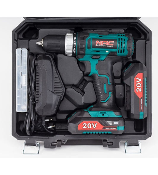 Akkus fúrógép NAC CDB2-40-S-LI-20V 2x2Ah + tartozékok 126 db alkatrész