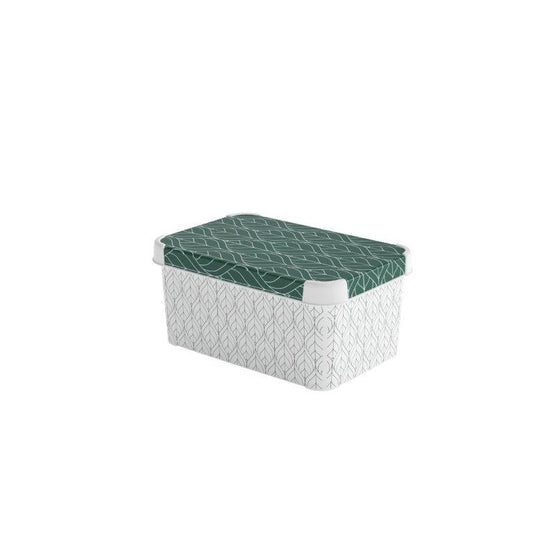 Curver Deco Stockholm S tárolódoboz – zöld leveles minta
