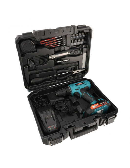 NAC CDB-1-LI-20V-TS akkumulátoros fúrócsavarozó 1x2Ah + 49 darabos tartozékkészlet