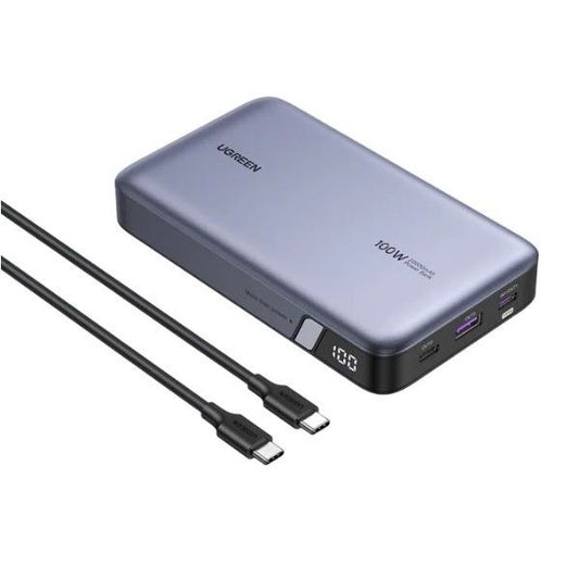 UGREEN Power Bank hordozható töltő 20000mAh, Nexode, 3 eszköz egyidejű töltése, 100W. 2x USB-A, 1x USB-C, szürke