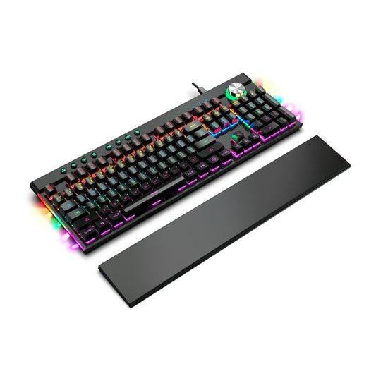 VARR Gaming Billentyűzet, RGB, mechanikus, US, Angol, neon, JIXIAN Blue kapcsolók, gamer, fekete