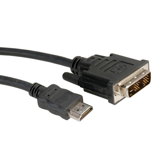 ROLINE Kábel DVI - HDMI, DVI-D 18+1, 2K@60Hz, M/M, 3m, fekete