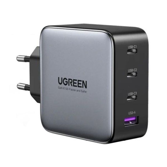 UGREEN hálózati töltő, 4 port, 3x USB-C, 1x USB-A, GaN, 100W, PD, szürke