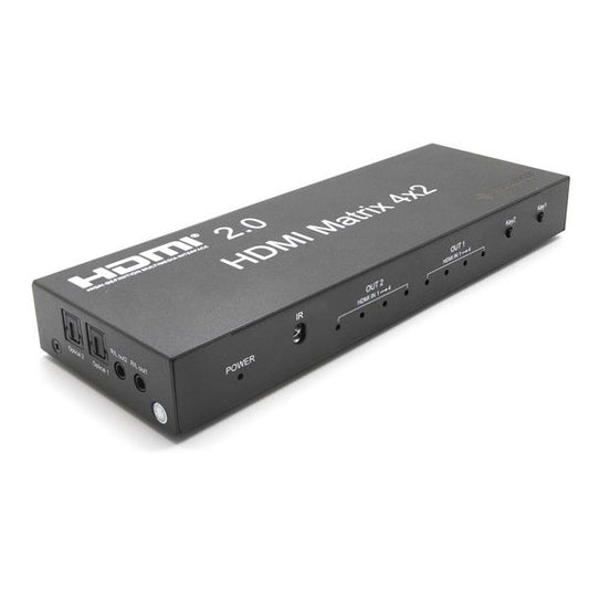 PROCONNECT Mátrix switch 4x2, HDMI 2.0, 4K, 2xHDMI out, 4xHDMI in, IR