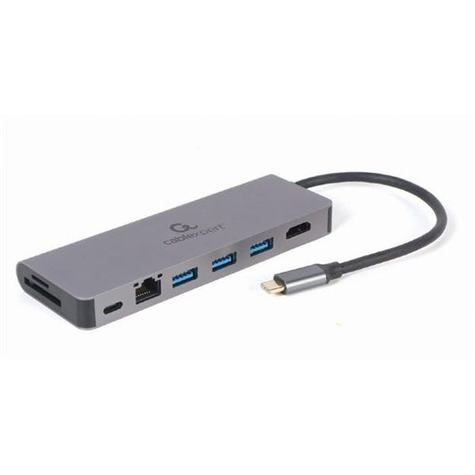 GEMBIRD Cablexpert Multiport adapter 5 az 1-ben USB-A 3.0, HDMI, LAN, SD kártya és USB Type-C - Power Delivery