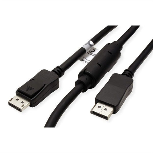 VALUE Kábel DisplayPort 1.2 Aktív DP - DP, 4K@60Hz,  M/M, 15m, fekete