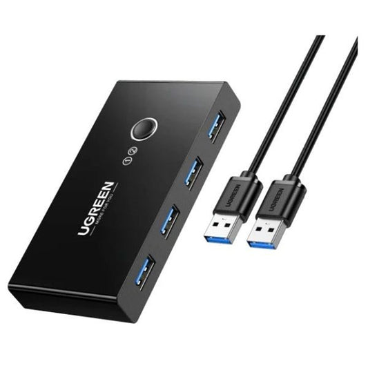 UGREEN KMP Switch USB 3.0, 4 port, 2x4, 2 USB-A bemenet 4 USB-A kimenet, 5Gbps, fekete