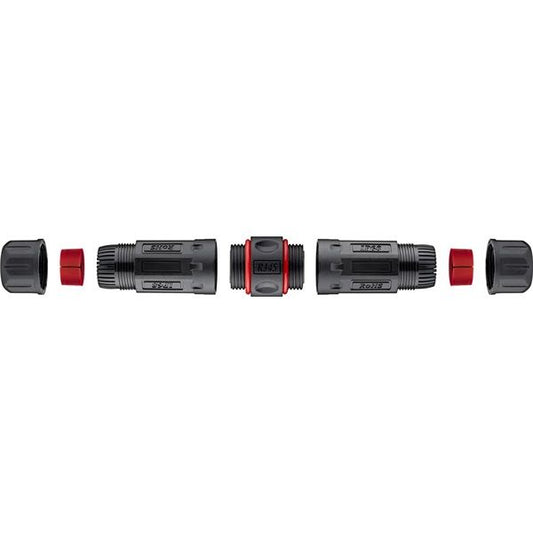 PREMIUMCORD Patch Kábel kültéri coupler, Toldó, CAT5 - CAT6, moduláris, vízálló, porálló. 2x RJ45 F/F, IP68, Fekete