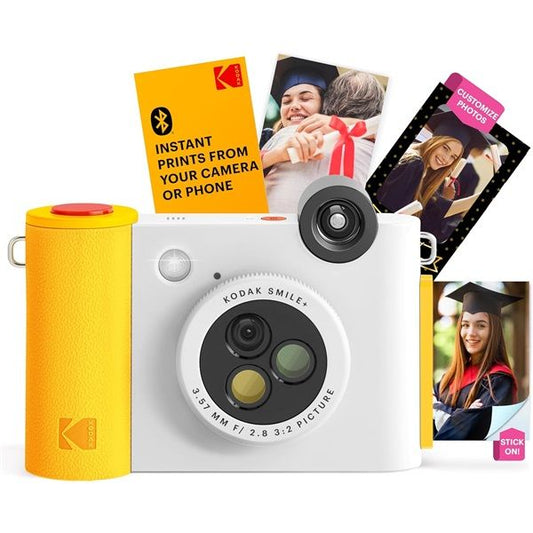 KODAK Smile+ instant fényképezőgép, mobilnyomtató, (Android/IOS) Zink 2x3" papírméret, fehér sárga