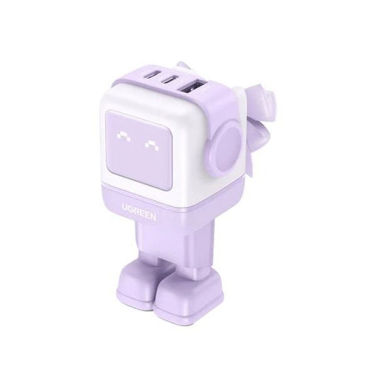 UGREEN hálózati töltő Uno robot, RG, 65W, 3 Port, GaN, rózsaszín, lila