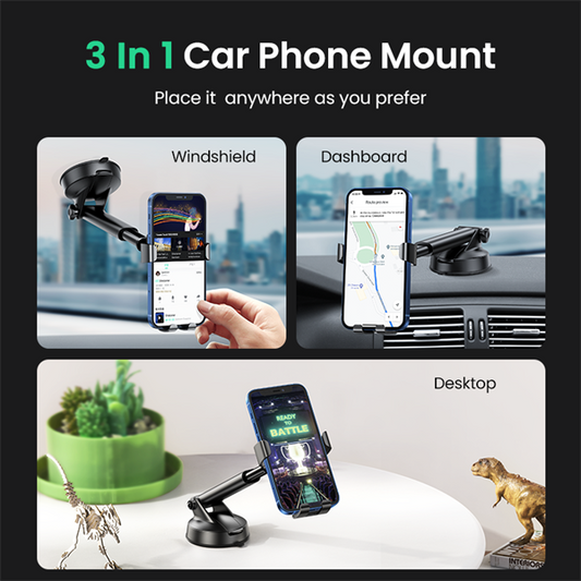 UGREEN Autós telefon gravitációs tartó 4,7" - 7" tapadókorongos, automata lock, szürke