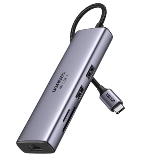 UGREEN Dokkoló állomás 7 az 1-ben, 4K@60Hz, USB HUB, Ethernet, HDMI 2.0, 100W, SD/TF, szürke