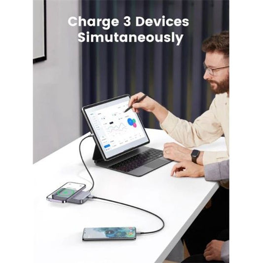UGREEN Power Bank hordozható töltő, mágneses, vezeték nélküli töltés, 10000mAh, 20W, összecsukható állvánnyal, szürke