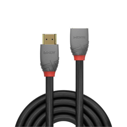 LINDY Kábel HDMI 2.0 HDMI - HDMI, hosszabbító, Anthra Line, 4K@60Hz, M/F,  3m, fekete