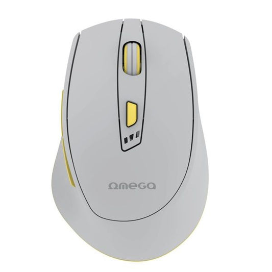 OMEGA Egér, Wireless, vezeték nélküli, Bluetooth 5.2, 2400 DPI, beépített akkumulátros, USB-C töltés, szürke