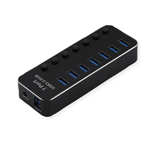 ROLINE HUB USB 3.2 Gen 1, 7x USB-A, 7 port, kapcsolható, fekete