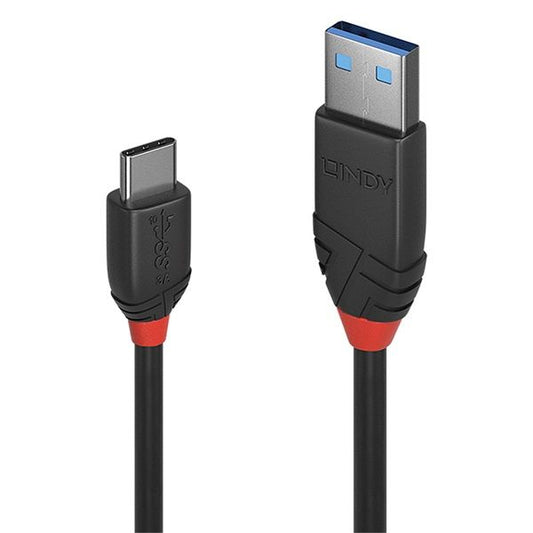 LINDY Kábel USB 3.2 Gen1 A - C Black Line, M/M  0,15m, fekete