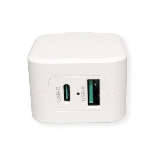 ROLINE Fali töltő, 1x USB-A QX3.0 A 1x USB-C Power IQ, 20W, fehér