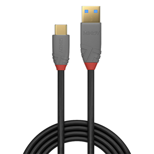 LINDY Kábel USB 3.2 Gen2 A - C, 5A, 10 Gbps, M/M   1m, fekete