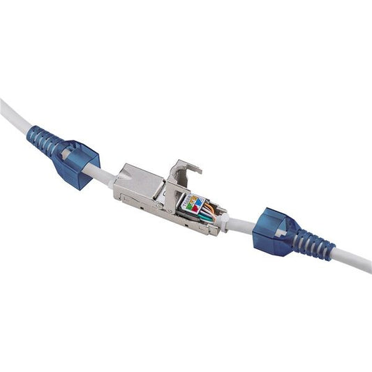 PREMIUMCORD Patch Kábel beltéri coupler, Toldó, STP CAT6a, moduláris, szerszám nélkül szerelhető, szürke