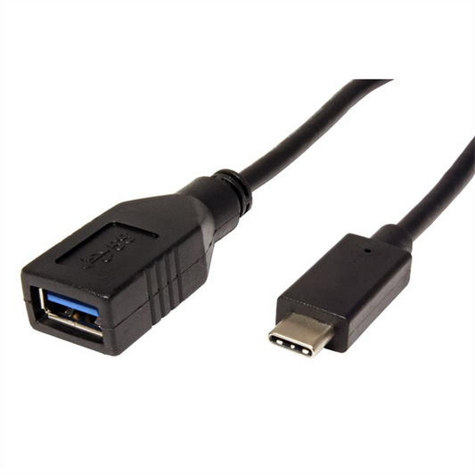 ROLINE Adapter USB 3.2 Gen 1 USB-C - USB-A, OTG, M/F, 0,15m, fekete