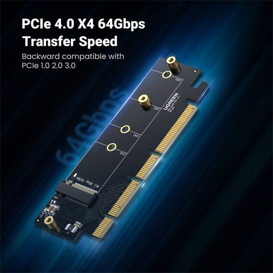 UGREEN Bővítőkártya PCIe 4.0(16×) - M.2 NVMe, fekete