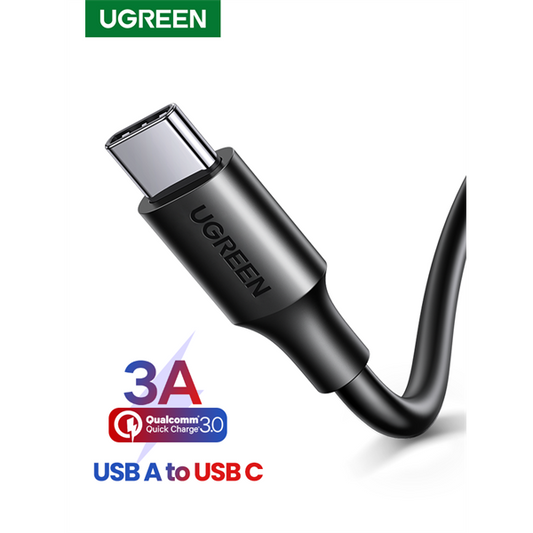 UGREEN Kábel USB 2.0 USB-A - USB-C, Gyorstöltő, 18W, 3A, M/M, 3m, fekete