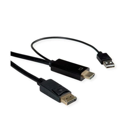 ROLINE Kábel HDMI - DisplayPort 1.2 4K@60Hz (HDMI forrás) M/M,   2m, fekete