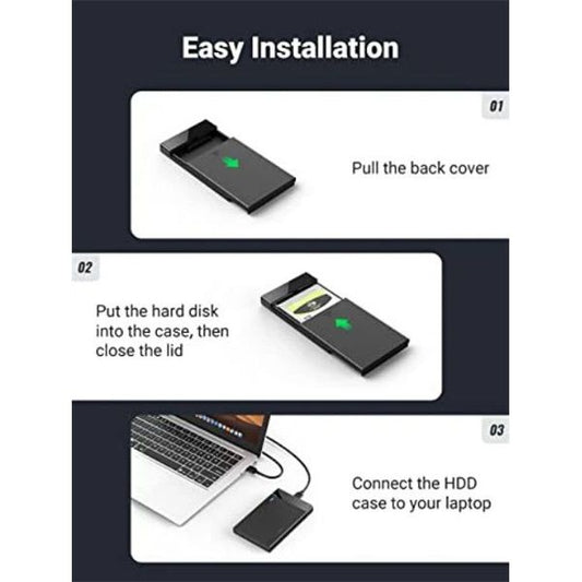 UGREEN külső HDD ház USB 3.0 2.5" beépített kábellel, 5 Gbps, 0,5m, fekete