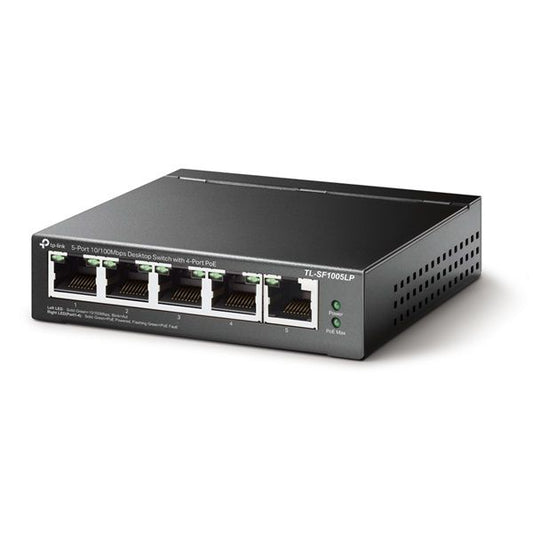 TP-LINK PoE Switch 5x100Mbps (4xPOE), Fémházas Asztali, TL-SF1005LP