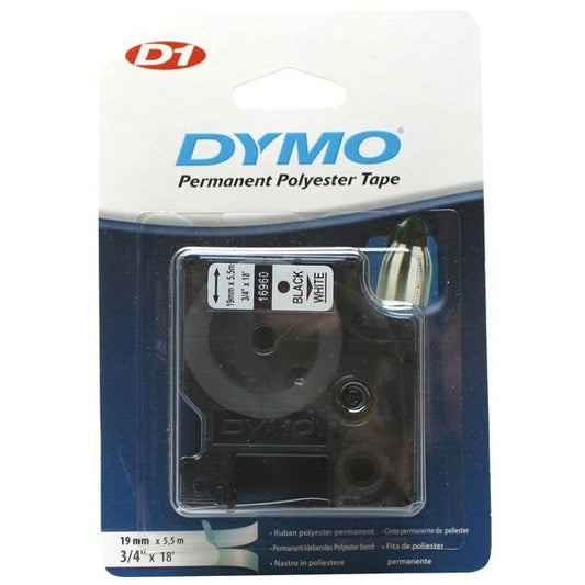 DYMO címke LM D1 poli, 19mm, fekete betű / fehér alap 18484, S0718070, S0718220, 18765