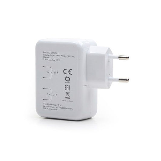ENERGENIE hálózati USB töltő 4-es Fehér