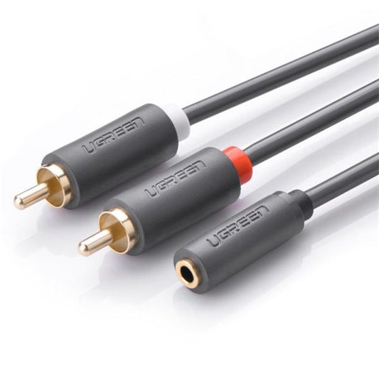 UGREEN Kábel 3.5mm Jack - 2 RCA, M/M/M, 2m, szürke