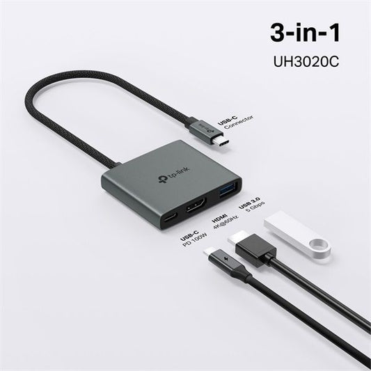 TP-LINK USB 3.2 Gen1 HUB 3 Portos 1xHDMI + 1xPD 100W + 1xUSB(5Gpbs), UH3020C