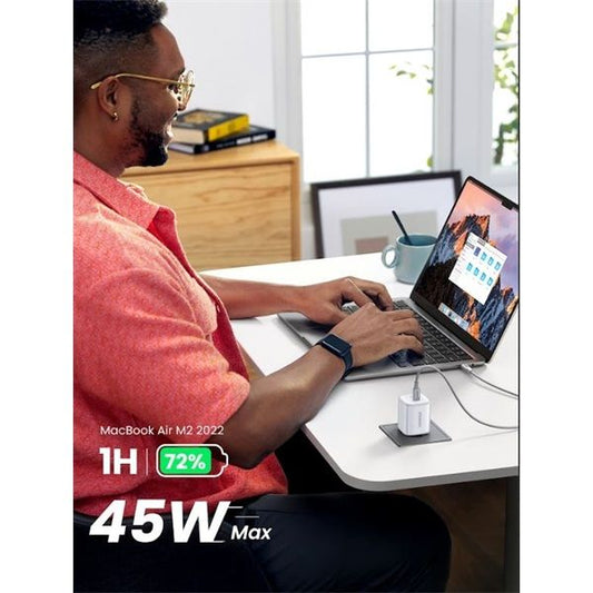 UGREEN Nexode hálózati töltő, 45W, 2x USB-C, PD, GaN, fehér