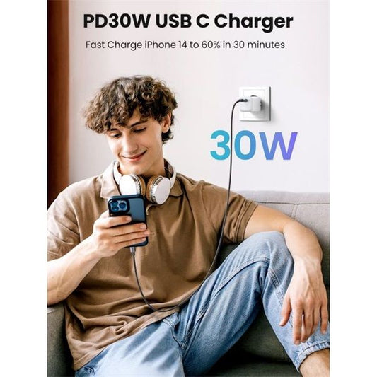 UGREEN Nexode hálózati töltő, 30W, USB-C, PD, GaN, fehér