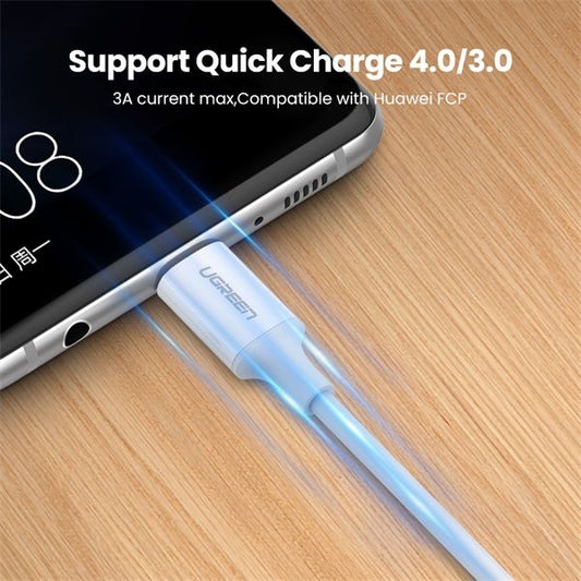 UGREEN Kábel USB 2.0 USB-C - USB-C, 480 Mbps, 60W, 3A, M/M, 1m, fehér