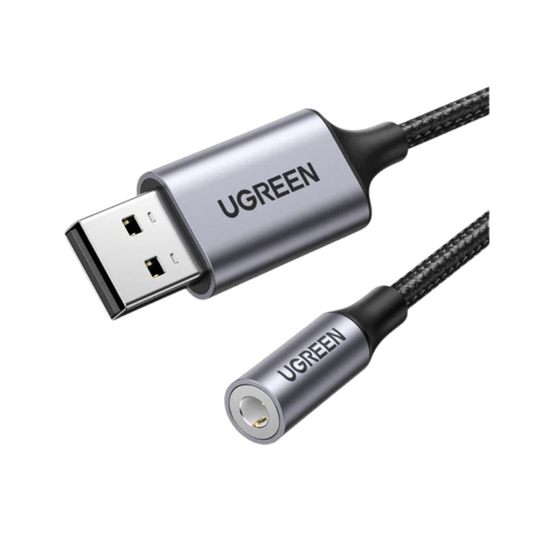 UGREEN Kábel USB 2.0 USB-A - Audio 3,5mm Jack M/F, 0,25m, fekete
