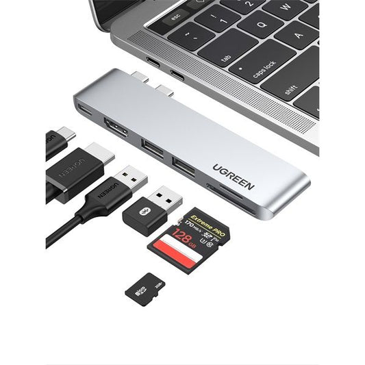 UGREEN Dokkoló állomás  6 az 1-ben, 4K×2K@30Hz, USB 3.0 HUB, HDMI, USB-C, USB-A, 5Gbps, szürke