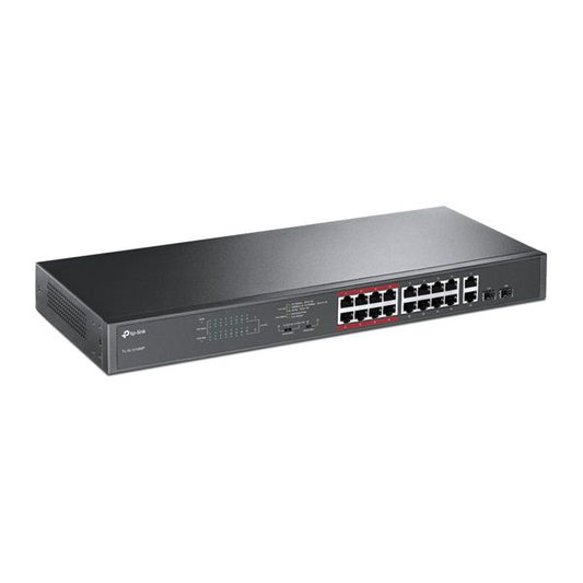 TP-LINK PoE Switch 16x100Mbps (16xPOE+) + 2x1000Mbps + 2xGigabit kombó SFP, TL-SL1218MP
