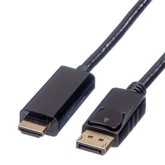 ROLINE Kábel DisplayPort 1.2 DP - HDMI 4K@60Hz, M/M,  3m, fekete