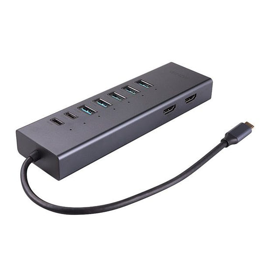 LINDY Multiport adapter, DST-Mini Duo, USB-C, 2x HDMI,8K@60Hz és 4K@120Hz, PD 3.0 100W, USB 3.2 Gen 2, Gigabit Ethernet
