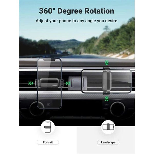 UGREEN Autós telefon tartó 4,7" - 7,1" szellőzőhöz rögzíthető, 360°-ban elforgatható