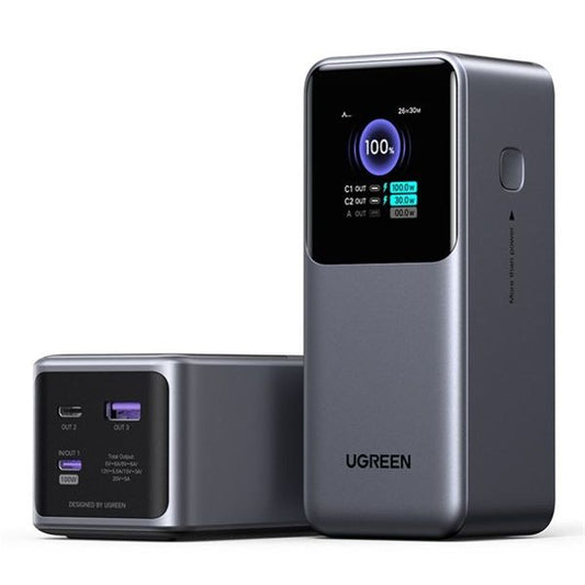 UGREEN Power Bank hordozható töltő, Nexode Power Bank, 20000mAh, 130W, Okos Digitális kijelzés, szürke