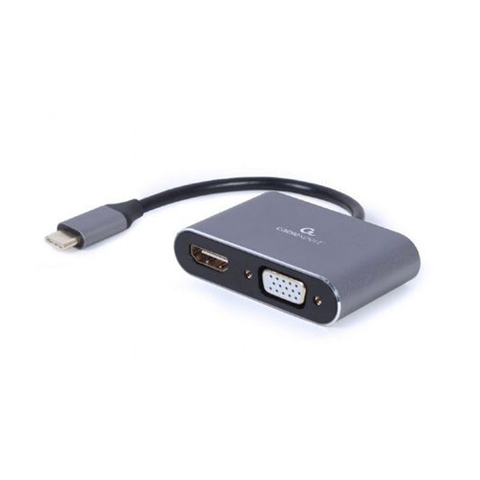 GEMBIRD USB Adapter USB-C - HDMI + VGA display, 4K@30Hz, M/F, fekete